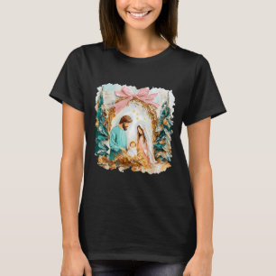 Preppy Painted Christian Nativity Scene God Faith T-Shirt