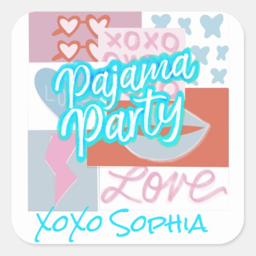 Preppy Pajama Party  Square Sticker