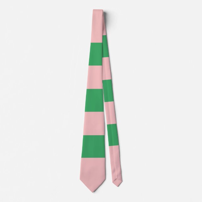 Preppy Pale Pink & Green Striped | Customizable Tie (Front)