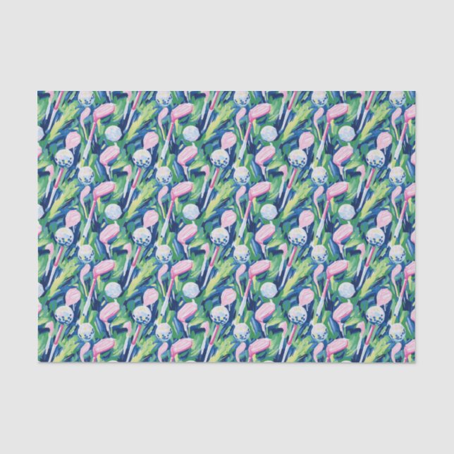 Preppy Palm Beach Abstract Golf Clubs Tissue Paper (Front)