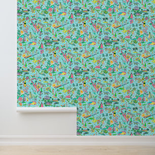 Preppy Palm Beach Aqua Bermuda Print Wallpaper