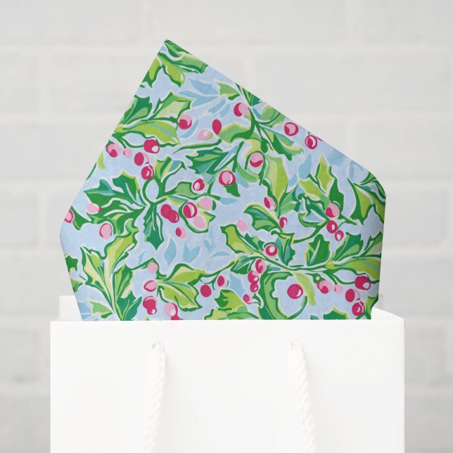 Preppy Palm Beach Christmas Holly Tissue Paper (Gift Bag)
