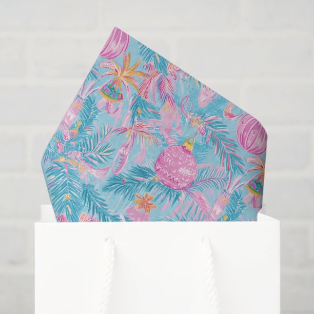 Preppy Palm Beach Christmas Trees & Ornaments Tissue Paper (Gift Bag)