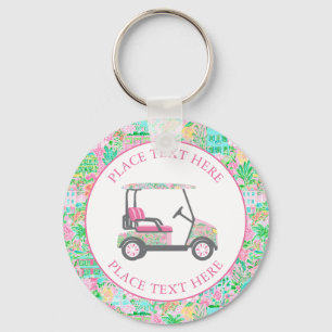 Preppy Palm Beach Golf Cart Keychain