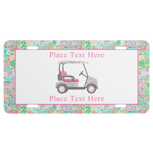 Preppy Palm Beach Golf Cart License Plate (Front)