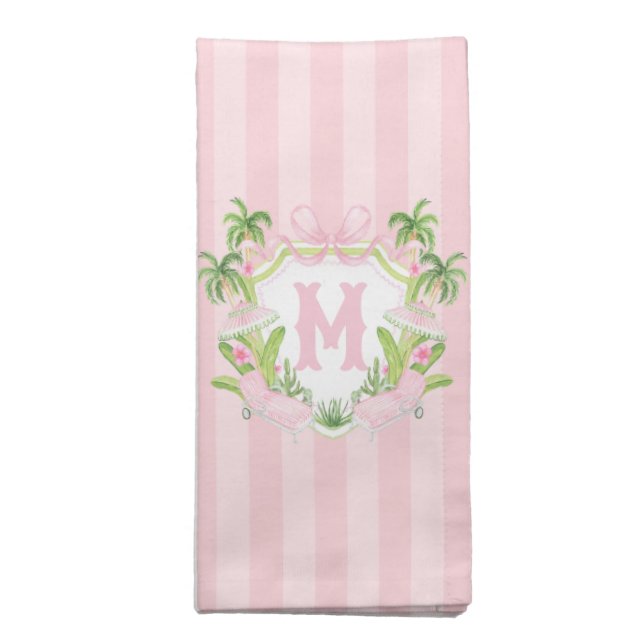 Preppy Palm Beach Monogram Crest Cloth Napkin (Folded)