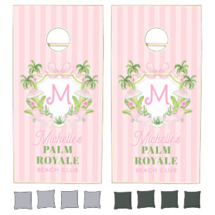 Preppy Palm Beach Monogram Crest Cornhole Set