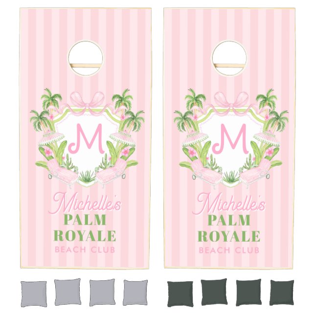 Preppy Palm Beach Monogram Crest Cornhole Set (Set)