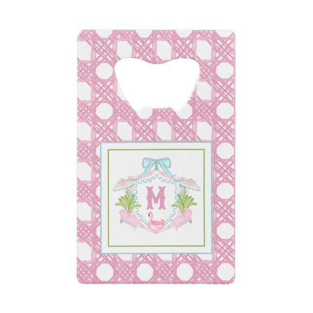 Preppy Palm Beach Monogram Crest Credit Card Bottle Opener (Front)