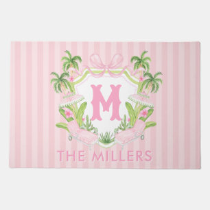 Preppy Palm Beach Monogram Crest Doormat