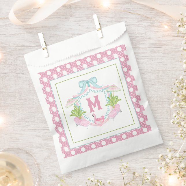 Preppy Palm Beach Monogram Crest Favor Bag (Clipped)