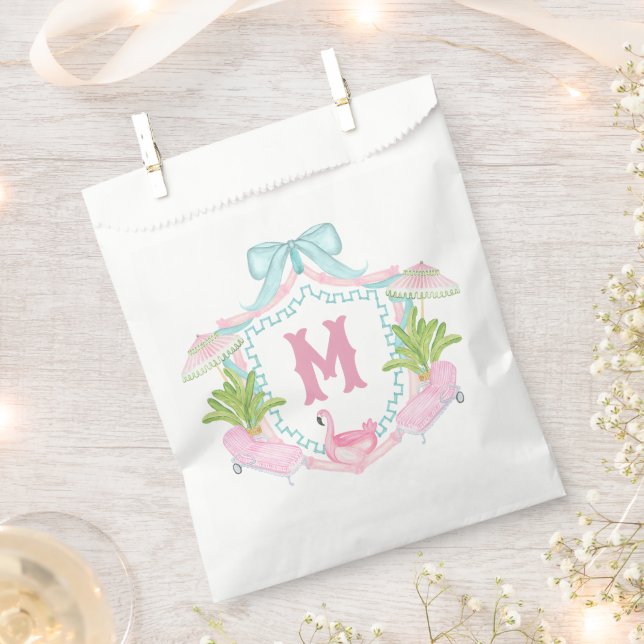 Preppy Palm Beach Monogram Crest Favor Bag (Clipped)