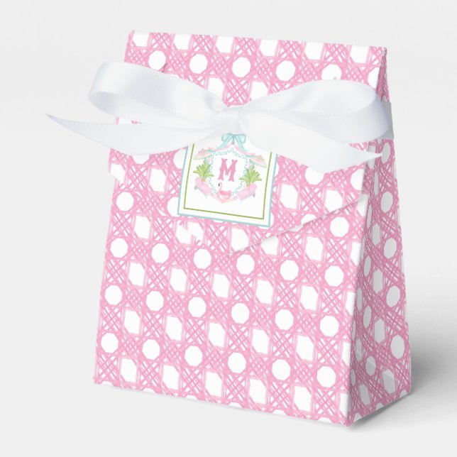 Preppy Palm Beach Monogram Crest Favor Boxes (Front Side)