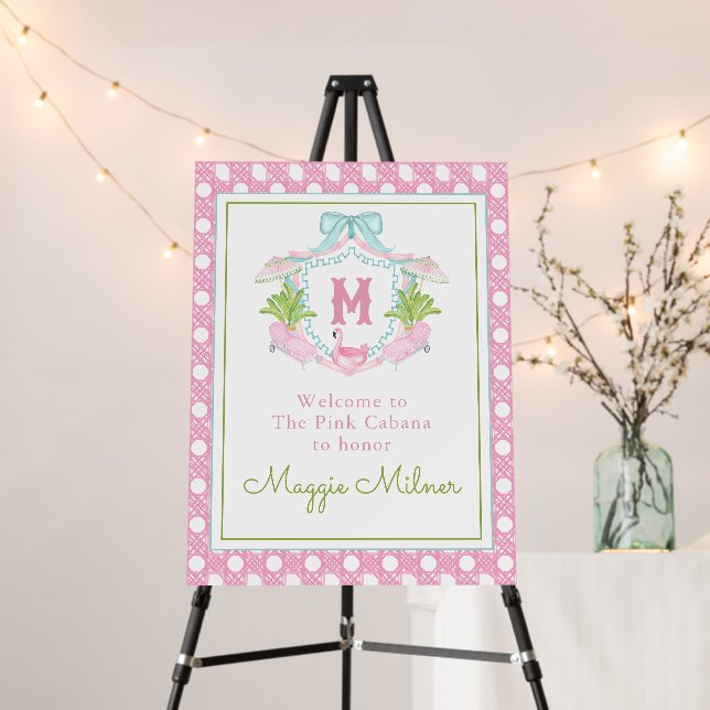 Preppy Palm Beach Monogram Crest Foam Board (In Situ (Stand))