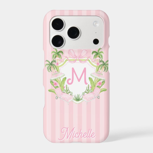Preppy Palm Beach Monogram Crest Iphone Case (Back)