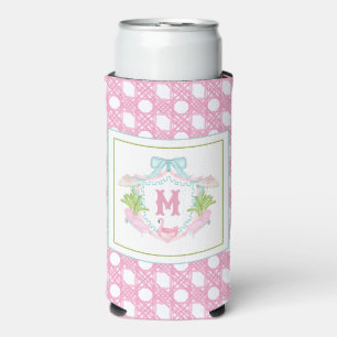 Preppy Palm Beach Monogram Crest Seltzer Can Cooler
