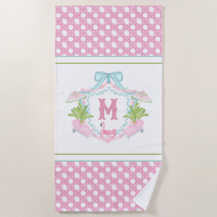 Preppy Palm Beach Monogram Crest Towel
