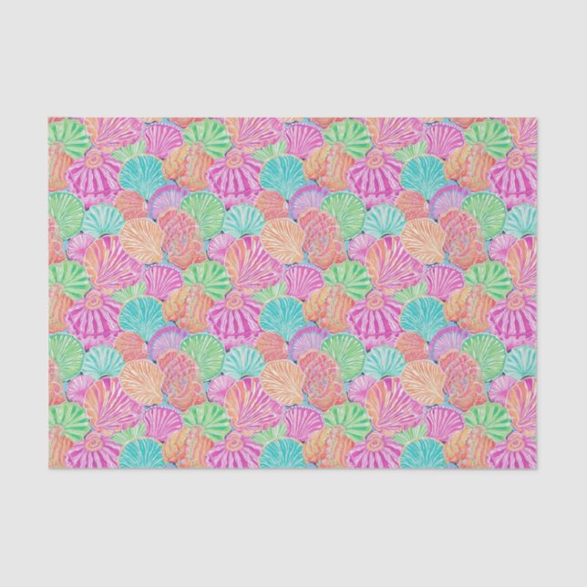Preppy Palm Beach Ocean Shell Pattern Tissue Paper (Front)