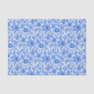 Preppy Palm Beach Print Blue and White Flowers Tissue Paper