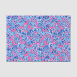 Preppy Palm Beach Print Blue Elephants Tissue Paper