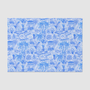 Preppy Palm Beach Print Blue & White Animal Vacay Tissue Paper