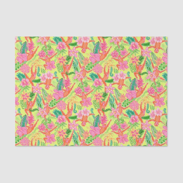 Preppy Palm Beach Print Cute Orangutans Tissue Paper (Front)