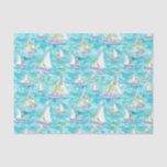 Preppy Palm Beach Print Pastel Sailboats Tissue Paper