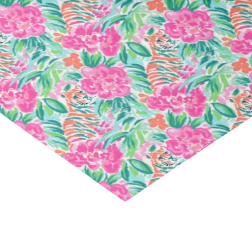Preppy Palm Beach Print Pink and Green Tigers Tissue Paper