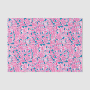 Preppy Palm Beach Print Pink & Blue Seashells Tissue Paper