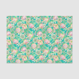 Preppy Palm Beach Print Teal and Pink Oranges Tissue Paper