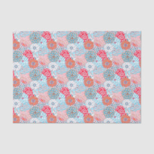 Preppy Palm Beach Print Teal and Red Flowers Tissue Paper