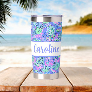 Preppy Palm Beach Print Underwater Ocean Insulated Tumbler