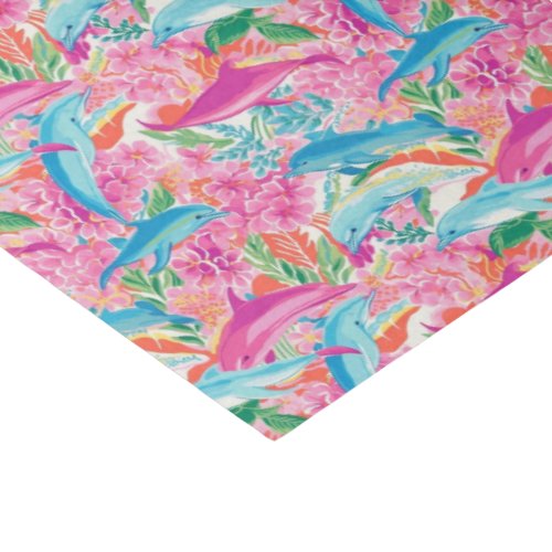 Preppy Palm Beach Tropical Dolphins Pattern Tissue Paper