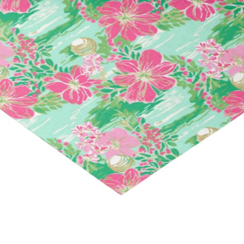 Preppy Palm Beach Tropical Flowers Pattern Tissue Paper