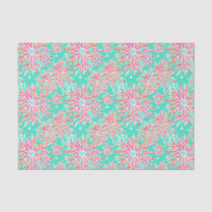 Preppy Palm Beach Tropical Flowers Pattern Tissue Paper