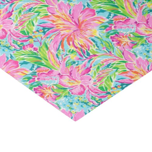 Preppy Palm Beach Tropical Flowers Pattern Tissue Paper