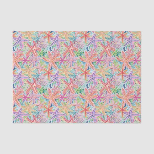 Preppy Palm Beach Tropical Starfish Pattern Tissue Paper (Front)