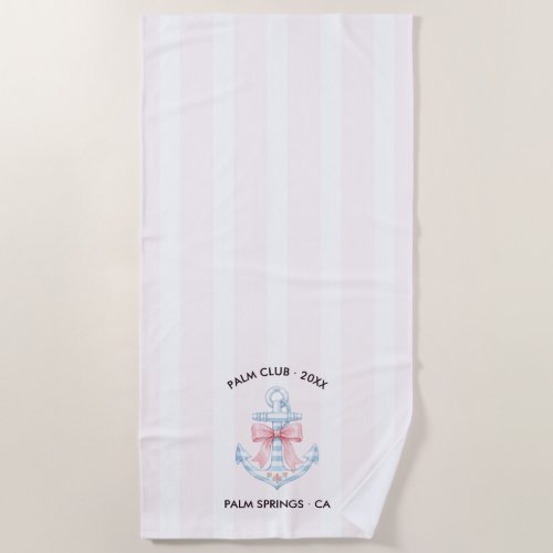 Preppy Palm Club Palm Springs Bachelorette Weekend Beach Towel