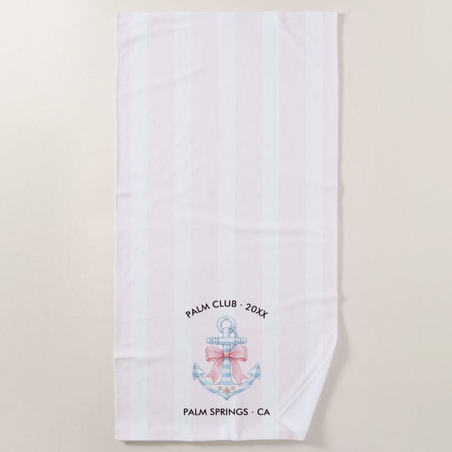 Preppy Palm Club Palm Springs Bachelorette Weekend Beach Towel (Front)