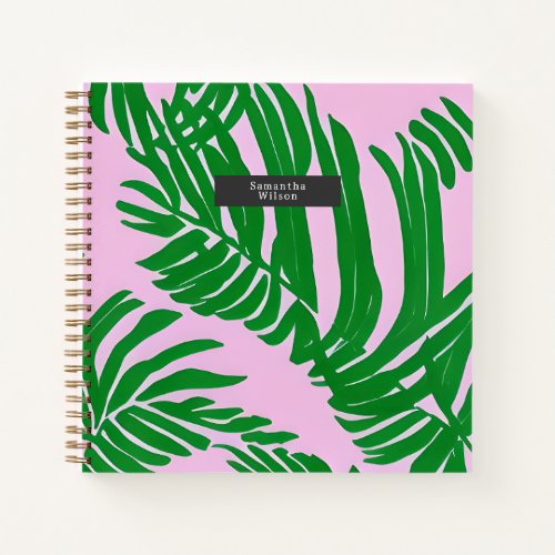 Preppy Palm Leaves Pink And Green  Notebook