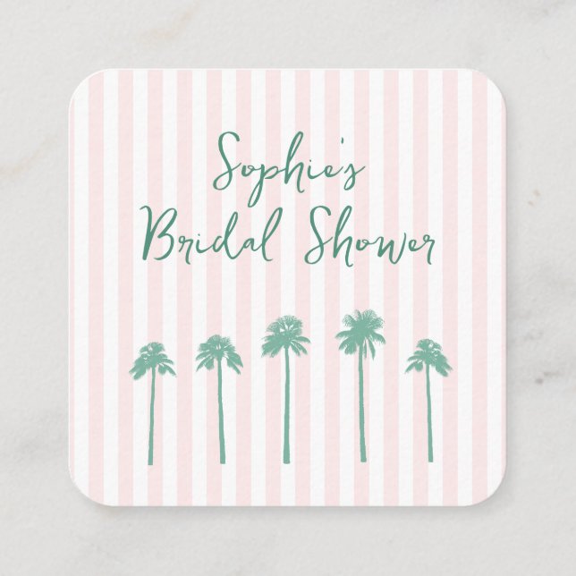 Preppy Palm Springs Bridal Shower QR Code RSVP Enclosure Card (Back)