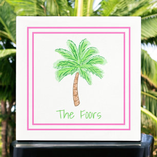Preppy Palm Tree Personalized Border Lunch Dinner Napkins