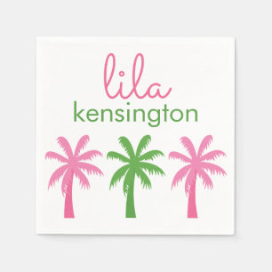 Preppy Palm Trees Personalized Party Napkins