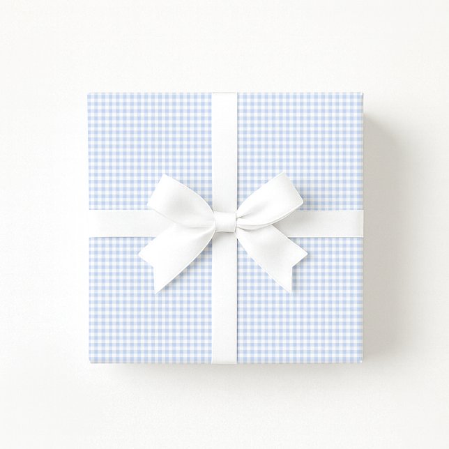 Preppy Pastel blue Gingham Wrapping Paper (Creator Uploaded)