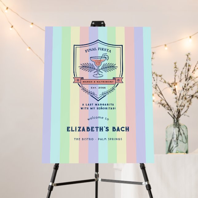 Preppy Pastel Final Fiesta Bachelorette Welcome Foam Board (In Situ (Stand))