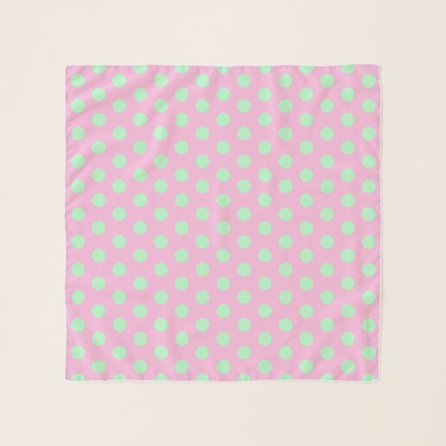Preppy Pastel Mint Polka Dot on Pink Jockey Silks Scarf (Front)