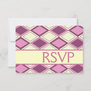 Preppy Pastel Pink Argyle Modern Birthday RSVP Card