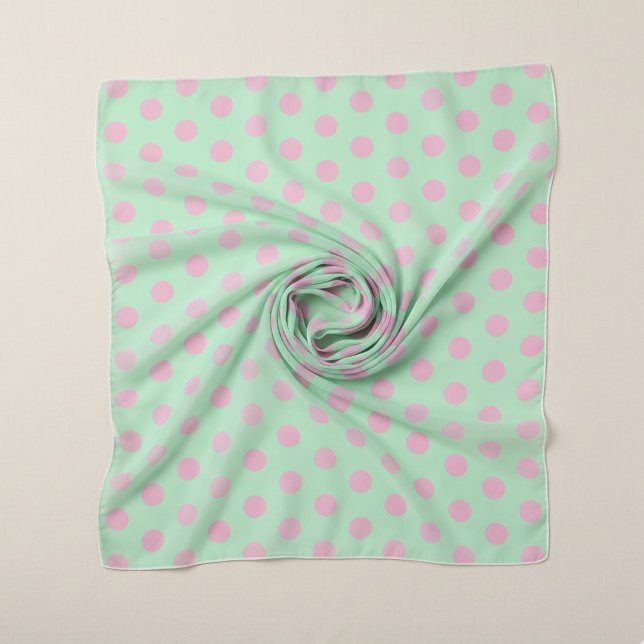 Preppy Pastel Pink Polka Dot on Green Jockey Silks Scarf (Preppy pink and green polka dot scarf. Jockey silks dots pattern. Perfect for derby day)