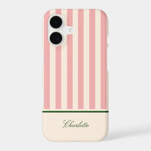 Preppy Pastel Pink Striped iPhone 17 Case