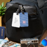 Preppy Pastel Triple Monogram Luggage Tag<br><div class="desc">Preppy luggage tag with a pastel background in a color of your choice with stripes and a three part monogram on a blush monogram holder. Back side holds your information in a sans serif font on a white background.</div>